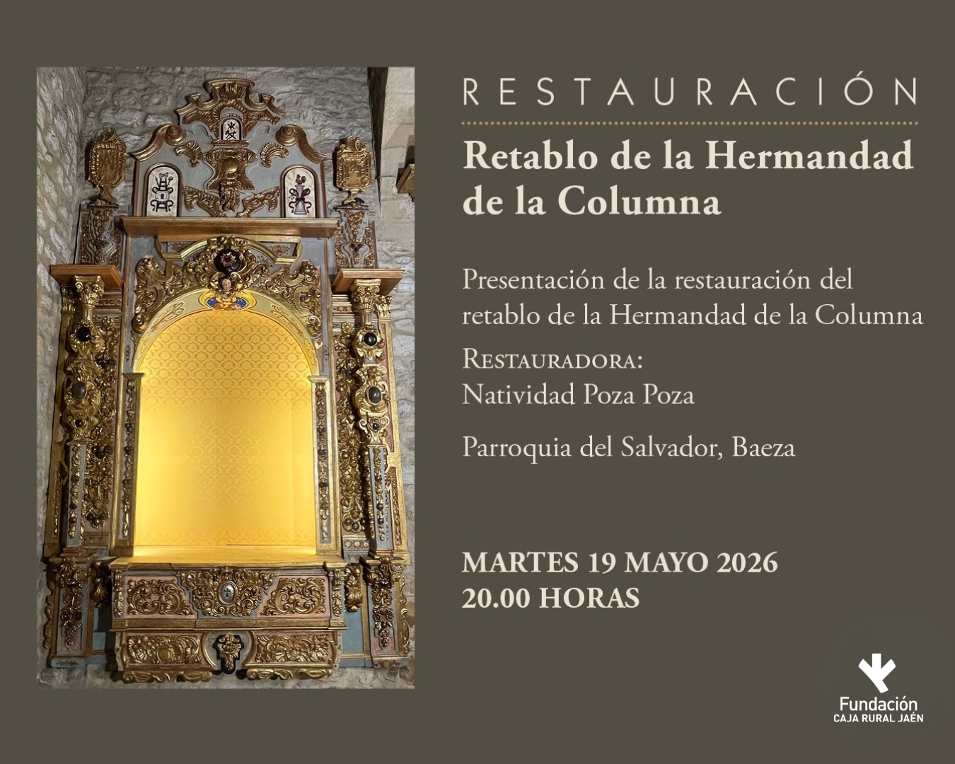 Presentación de la restauración del retablo de la Hermandad de la Columna de Baeza